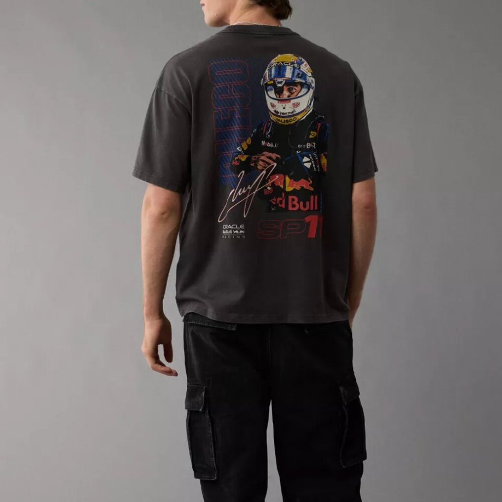 Red Bull American Eagle Tshirt oracle racing mens Gray (xsmall) boxy streetwear